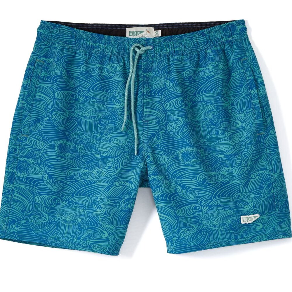 Wave Pattern Blue Men's Hybrid Shorts